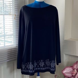 Northern Spirit woman black knit long sleeves pullover top. Size 2X. Pre-owned.